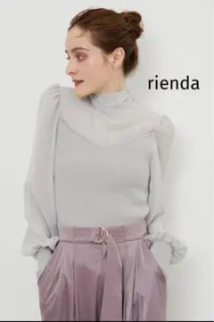 【タグ付き新品】rienda リエンダ バックリボンニットコンビTOPS