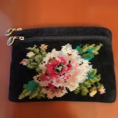 FELLER フラワー刺繍 ポーチ