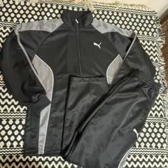 PUMA ジャージ 上下 黒/グレー 160 プーマ 中古品 スポーツ ウェア