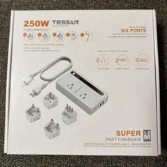 TESSAN 250W 旅行用アダプター 6ポート 電圧変換器