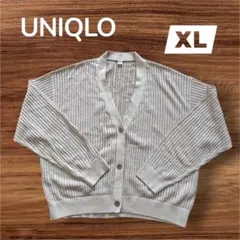 UNIQLO ユニクロ 透かし編みニットカーディガン XL ライトベージュのサムネイル