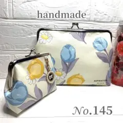 片手で開閉らくらく♡ がま口ポーチ 春 チューリップ 2点セット