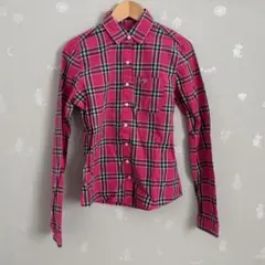 HOLLISTER ホリスター　XS コットン　チェック柄　ピンク　長袖　シャツのサムネイル