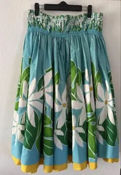 フラダンス用　花柄スカート　パウスカート　イエロー　ブルー
