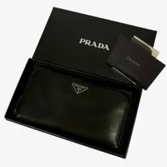 美品✨ プラダ PRADA サフィアーノ 三角ロゴ 長財布 ラウンドファスナー