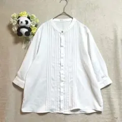 GLACIER 五分袖　シフォンシャツ　ブラウス　前ボタン　キレイ目　白