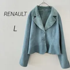 ルノー ボアジャケット（11号）ブルー フェイクムートン　ショート丈　L 春