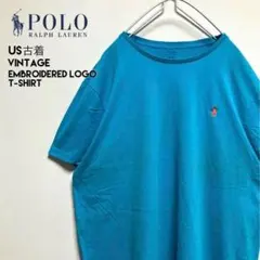 エナメル様☆US古着ポロラルフローレンワンポイント刺繍ロゴTシャツシン【i71】