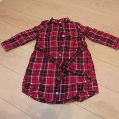 alc 赤・黒・白 チェック 長袖シャツワンピース 110