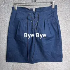 Bye Bye デニムスカート レースアップ ミニ丈 インディゴ