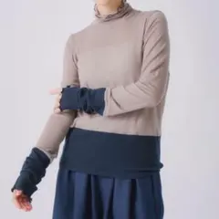 ￥18700新品WHYTO. カシミヤシルクカラーブロックタートルネックニット
