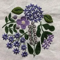 刺繍生地(紫の花)
