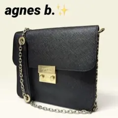 アニエスベー チェーンバッグ　レザー　ゴールド　ロゴ刻印