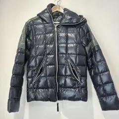 DUVETICA フード付きダウン 黒×オリーブグリーン