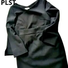 【美品】PLST ツイルセットアップ上下 ブラック S×M フォーマル通勤スーツ