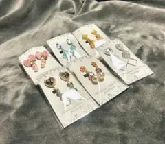 ネジバネ式ハンドメイドメイドイヤリング6個セット