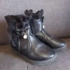 キッズブーツ ブラックレース 17センチ
