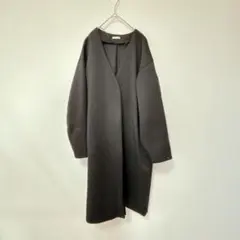 ジーユー【M】ロングコート/ノーカラー シンプル ゆるだぼ 秋冬 キレイめ