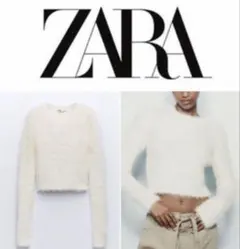 ZARA クロップド　シャギーセーター　ニット　バースデーバッシュ　myu