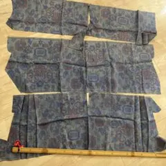 アンティーク　大島紬　ハギレ　解き生地　ポップカラー　４枚セット