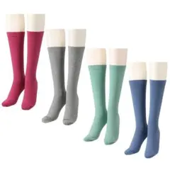 【新品未使用】ジャヴィ綿混着圧ハイソックス[抗菌防臭加工]4足セット