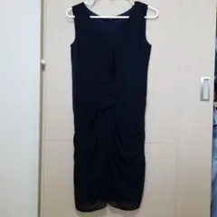 アンタイトル ワンピース 日本製 ドレープ ネイビー  シフォン ドレス