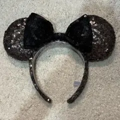 ディズニー ミニーマウス風 スパンコールカチューシャ 黒