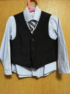 フォーマルスーツセット（黒・青ストライプ）　100