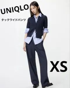 UNIQLO タックワイドパンツ ネイビー