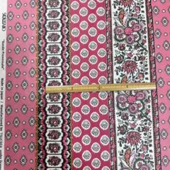 50cm ソレイアード　ラミネート生地　ピンクストライプ　花柄