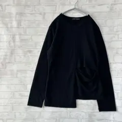 【NICE-LEAGUE】黒 長袖カットソー アシンメトリーデザイン a3191