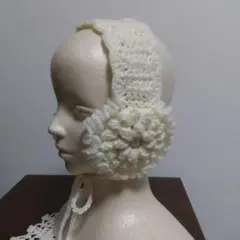 イヤーマフ✾　花モチーフ白