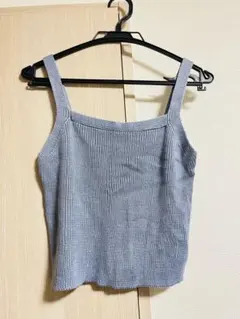ニット　リブ編み キャミソール　ブルー　未使用