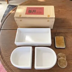 草月流 花器3点セット 白 / 箱・剣山付き