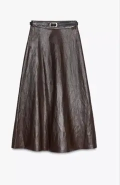 ZARAベルト付きフェイクレザーミディスカート