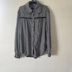 ギンガムチェックシャツ ブラック・ホワイト 長袖