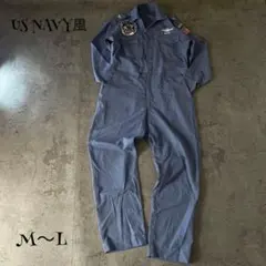 US NAVY風 ワッペン付き つなぎ フライトスーツ グレー ミリタリー