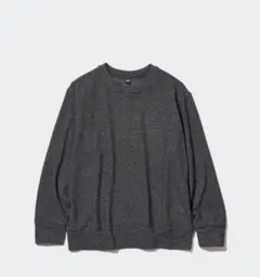 ユニクロ ソフトニットフリース クルーネックT ダークブグレー M