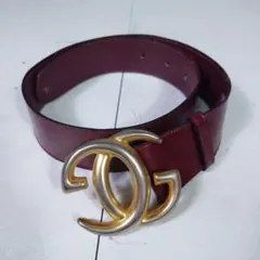 GUCCI オールドグッチ GGバックル レザーベルト ボルドー