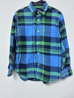 GapKids チェックシャツ 140cm 長袖 ネルシャツ　青×緑×紺色