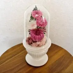 お供え用 仏花 ドーム型 菊をベースにして制作 埃、湿気、劣化を防ぐ ラズベリー