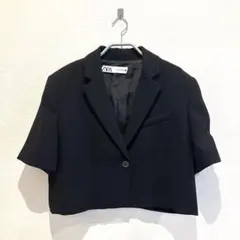 ZARA ブラック テーラードジャケット Mサイズ 半袖