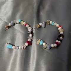 天然石とパールのフープピアス