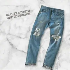 B&Y UNITED ARROWS ダメージ加工 デニムパンツ スキニー 34のサムネイル