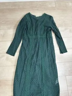 結婚式　お呼ばれドレス　ダークグリーン　ワンピースKBF パーティードレス