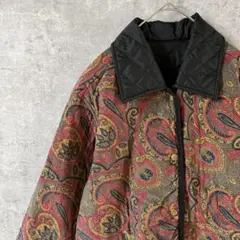 ペイズリー柄キルティングジャケット　中綿　リバーシブル　MからLレディース　N3