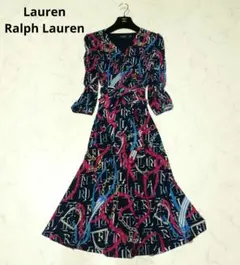 美品⭐️ローレンラルフローレン スカーフ柄 とろみ シャツワンピース S