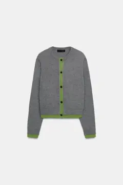 ZARA コントラストニットカーディガン