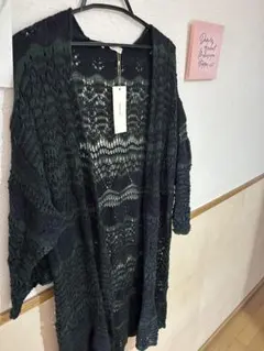ナルシス羽織☆レースカーディガン 黒と緑のグラデーションのサムネイル