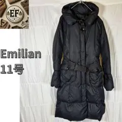 【Emilian】ブラック ウエストベルト付きダウンコート 11号